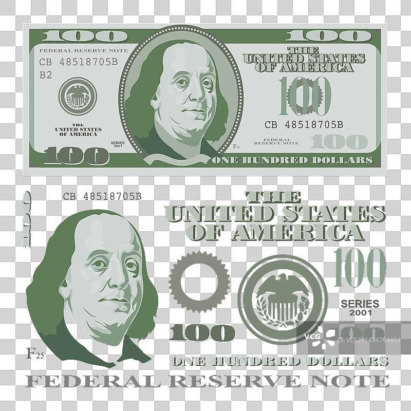 100美元元素合集图片素材