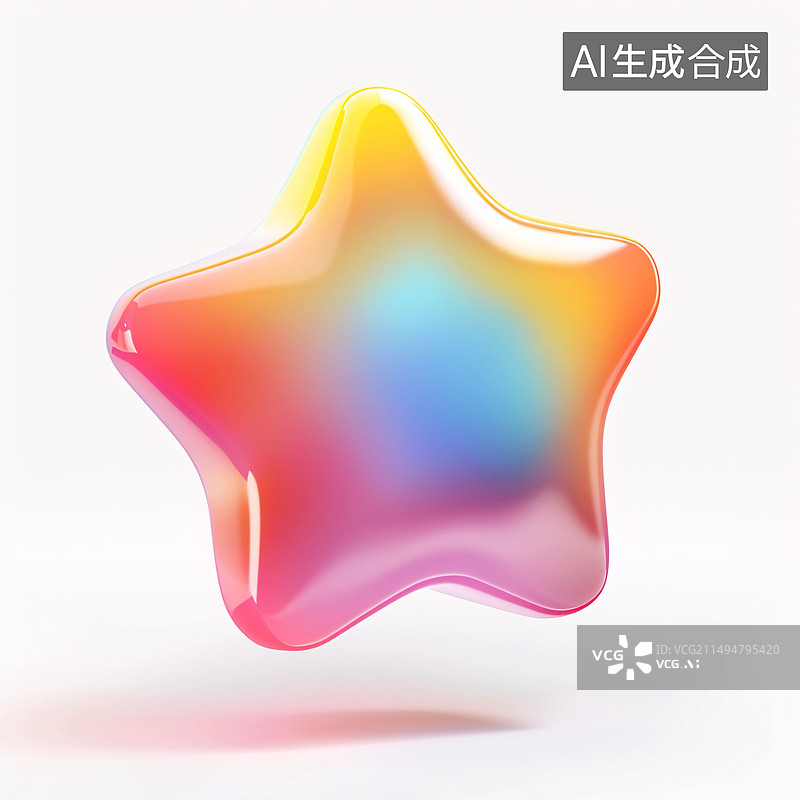 【AI数字艺术】3d风格多色星星生日新年节日概念插图图片素材