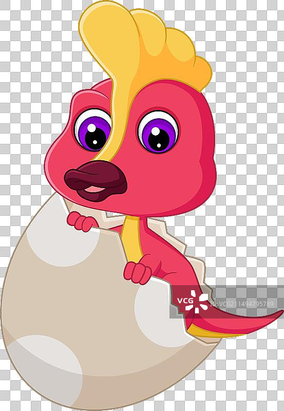 卡通小棒头龙宝宝从蛋里孵化图片素材