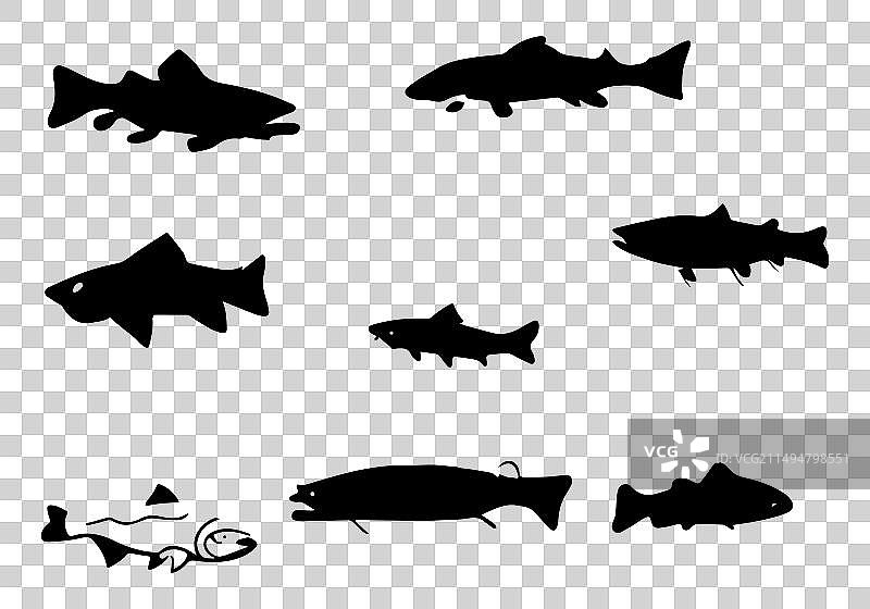 极简时尚黑色牛鳟鱼图标设计图片素材