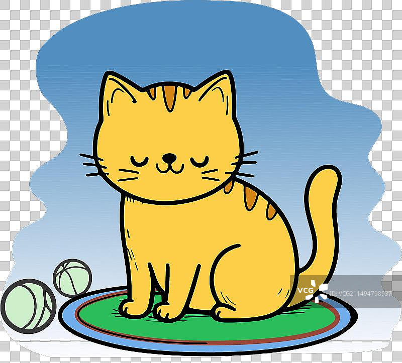 卡通猫和球图片素材