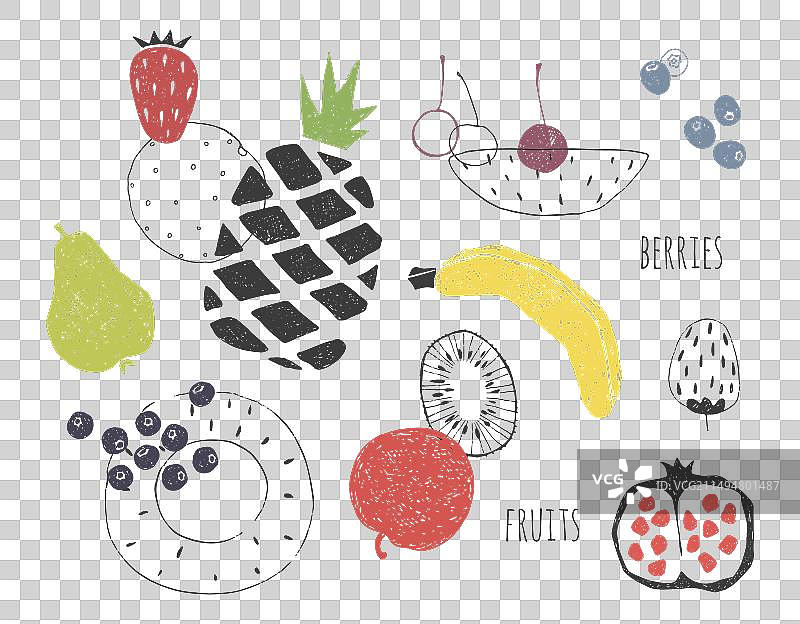 涂鸦水果和浆果图片素材