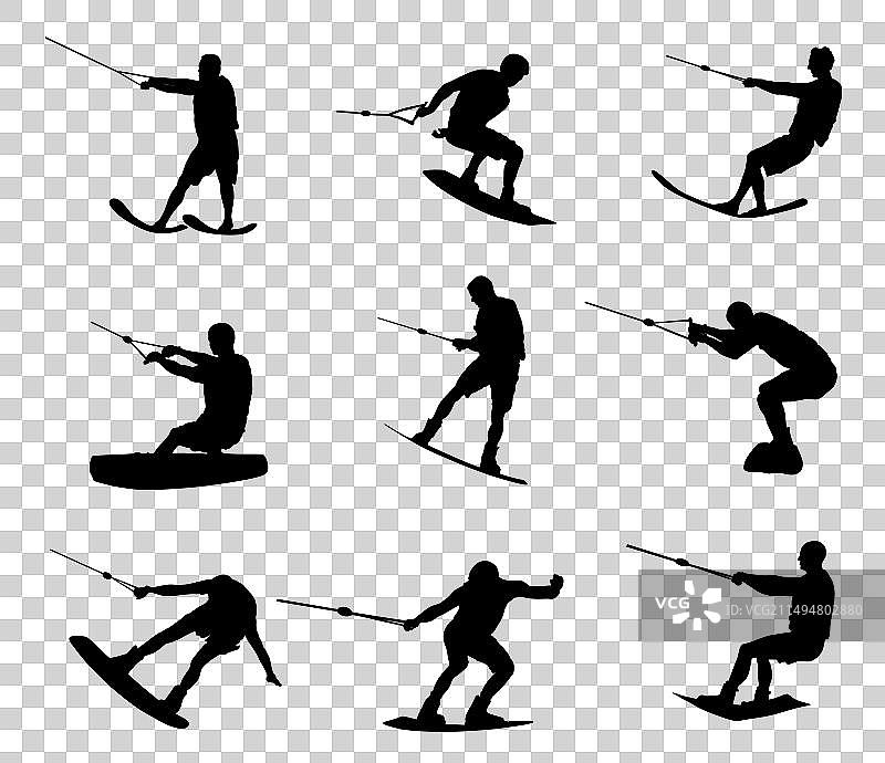 滑水男子轮廓剪影图片素材