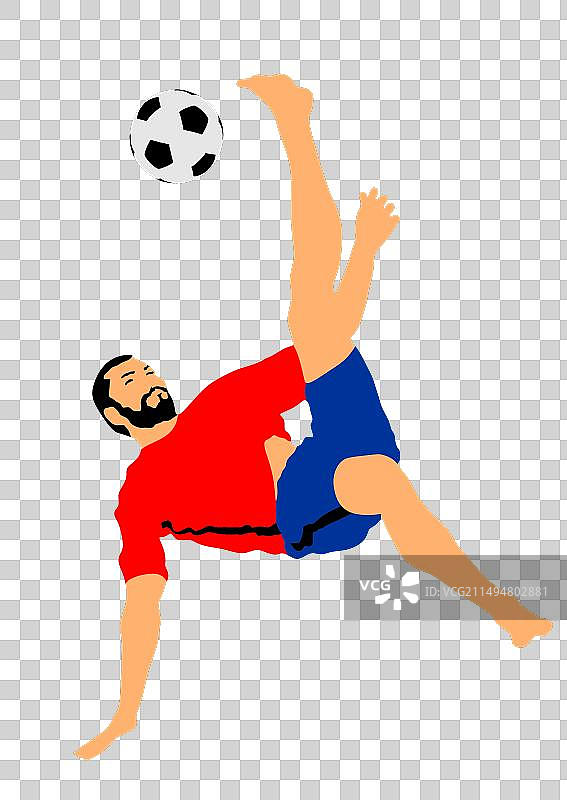 沙滩上踢球的足球运动员图片素材