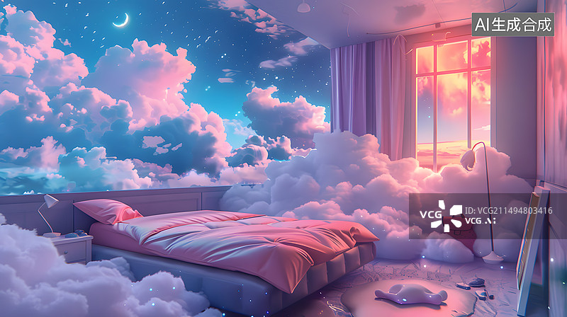 【AI数字艺术】梦幻房间卧室图片素材