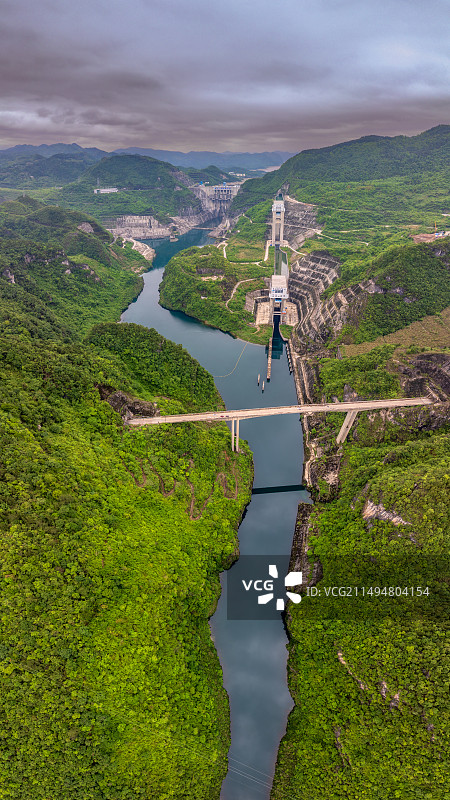 航拍贵州遵义余庆县的构皮滩水电站图片素材