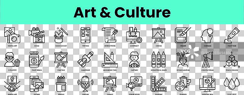 艺术与文化线性风格图标图案图片素材