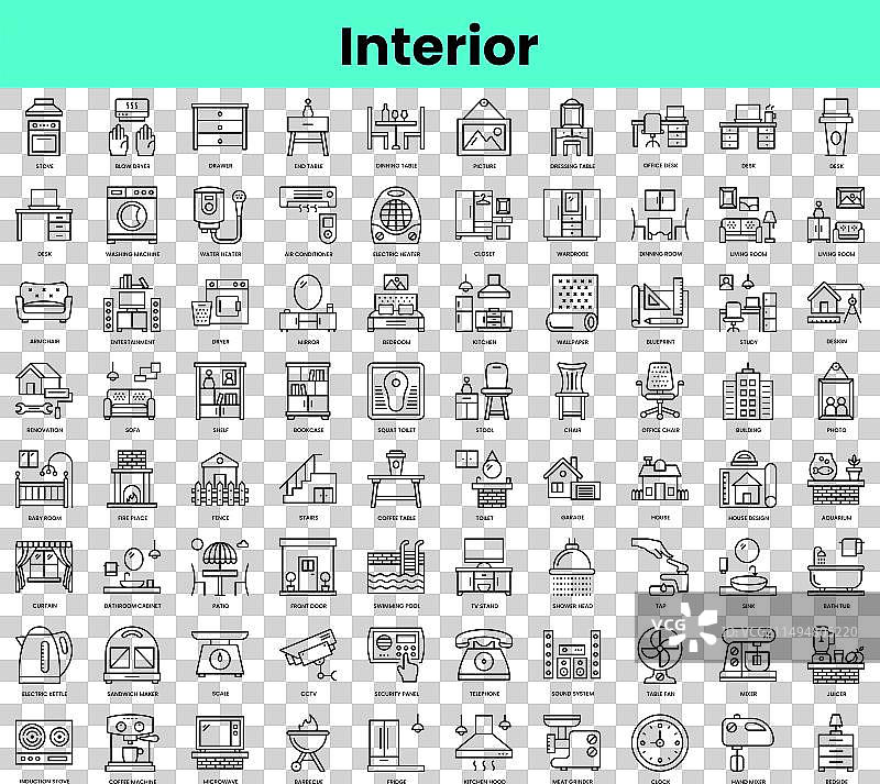 线性风格室内图标合集图片素材