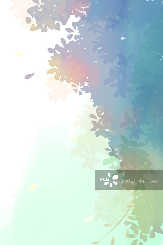 手绘清新花朵墙上阴影图片素材