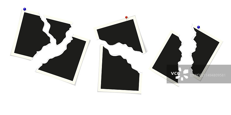 一套撕裂的照片框架与按钮复古图片素材