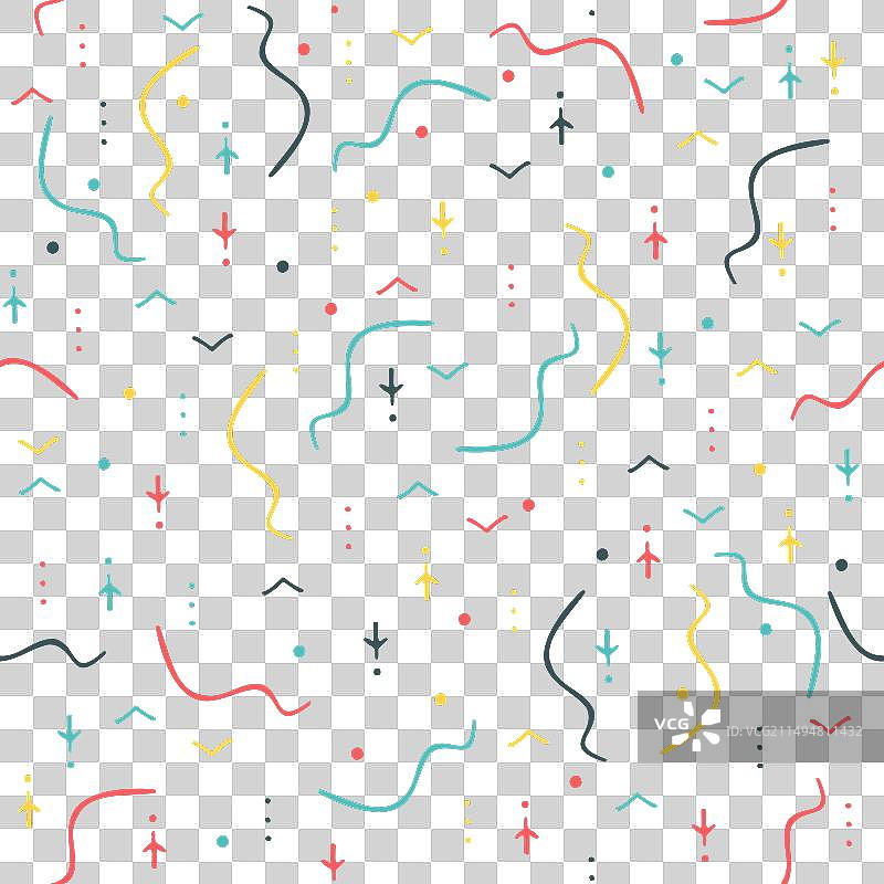 90年代风格抽象彩色无缝图案图片素材