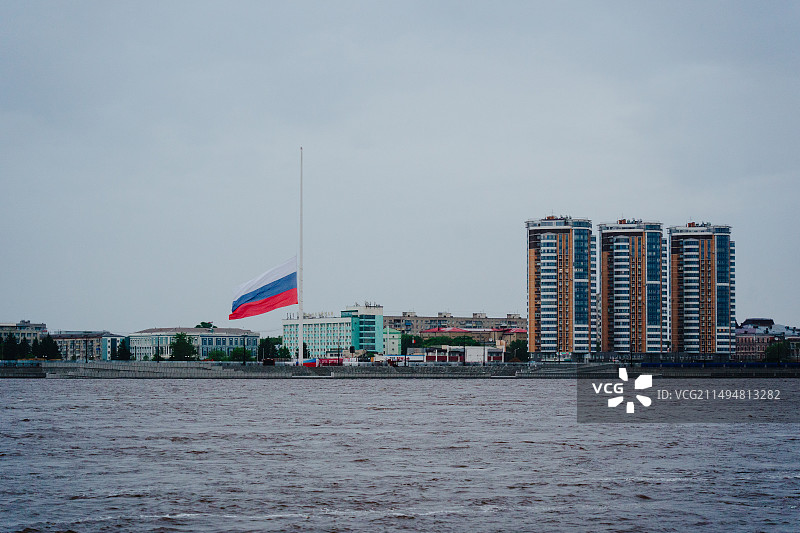 黑河市对面的俄罗斯城景图片素材