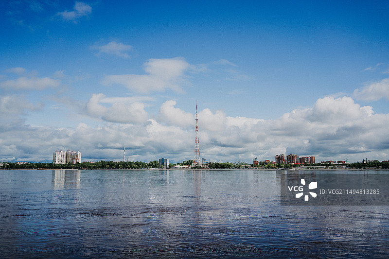 黑河市对面的俄罗斯城景图片素材