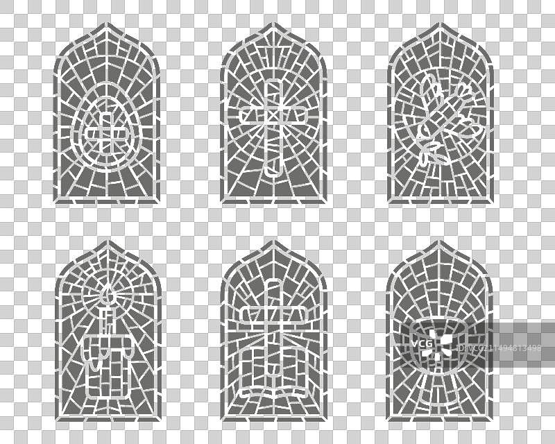 教堂彩色玻璃窗上的复活节宗教图案图片素材
