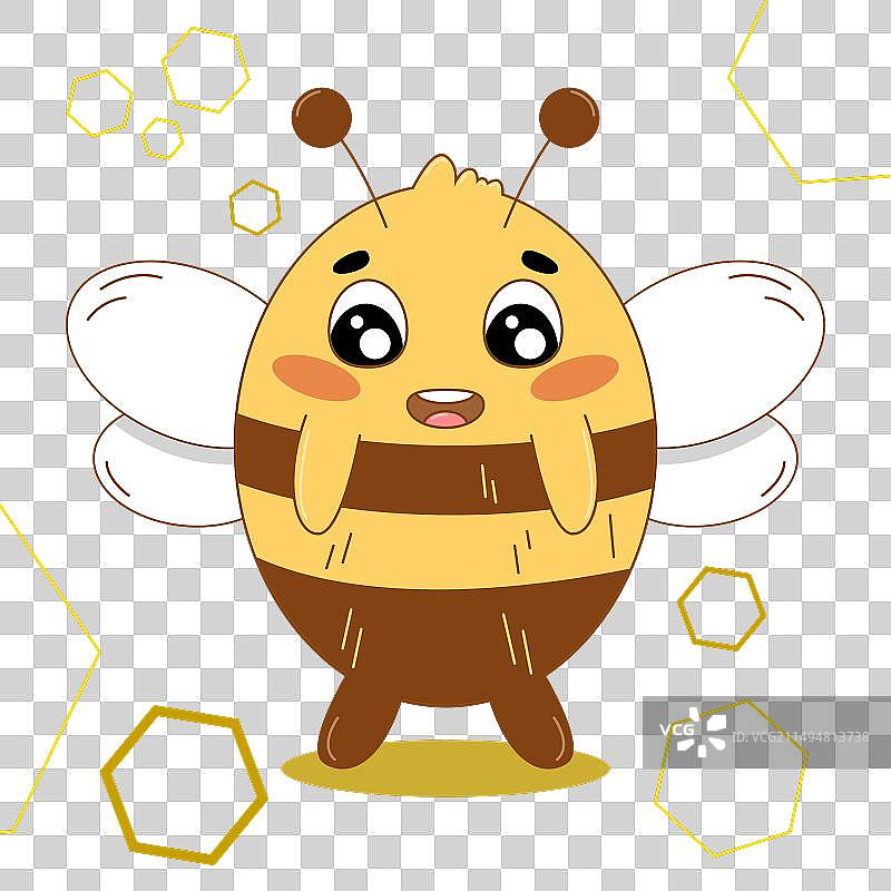 明亮背景上的快乐蜜蜂与蜂巢图片素材