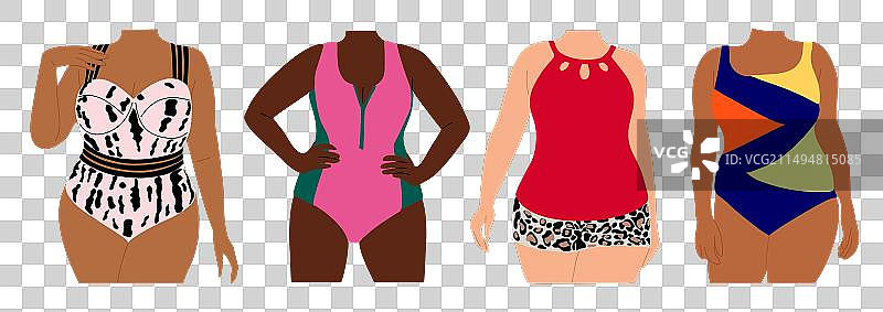 一套大码身材女性泳装图片素材