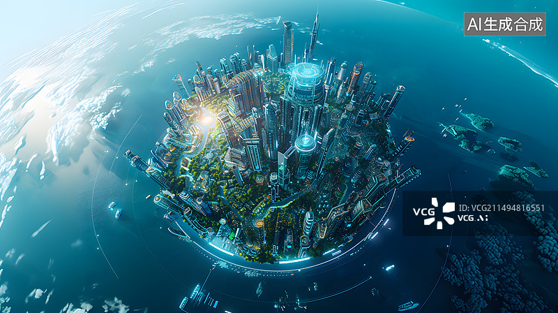 【AI数字艺术】城市风光和大数据概念图片素材