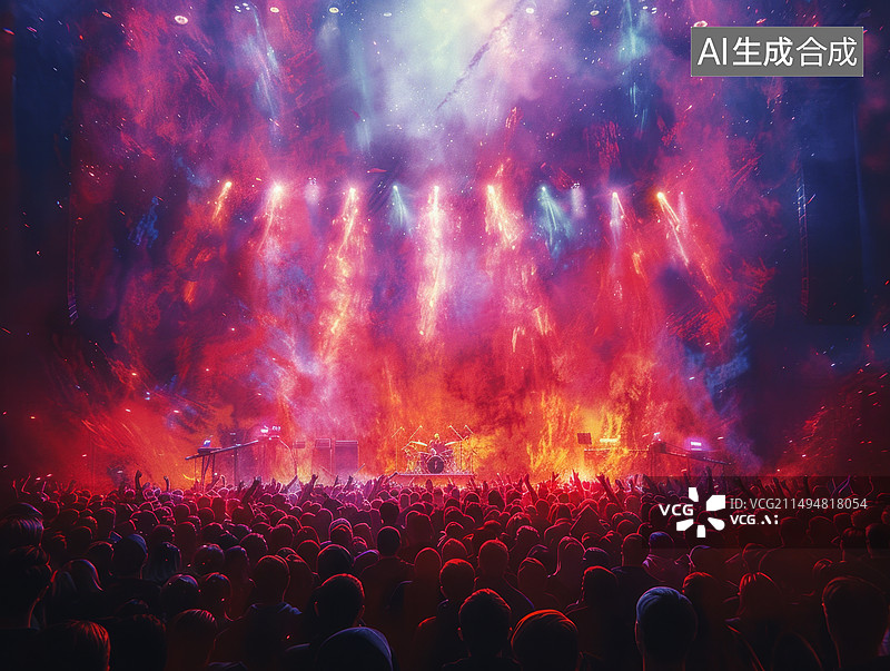 【AI数字艺术】霓虹色音乐节演出现场图片素材