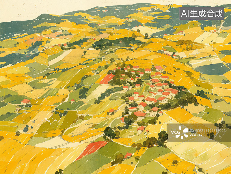 【AI数字艺术】五彩斑斓的田野画图片素材