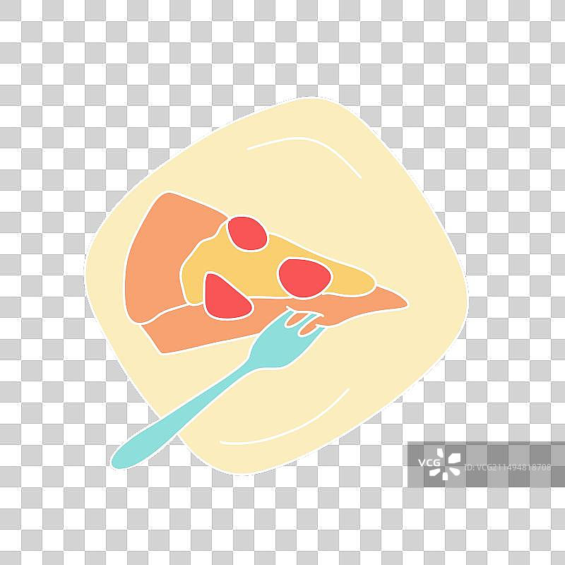 盘子里的苹果或浆果派与叉子可爱涂鸦图片素材