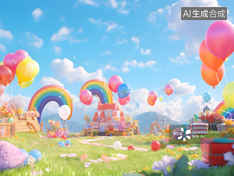【AI数字艺术】儿童节游乐园场景图图片素材