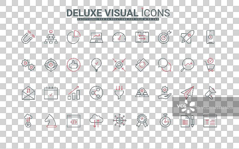 数字营销线性图标集社交媒体图片素材