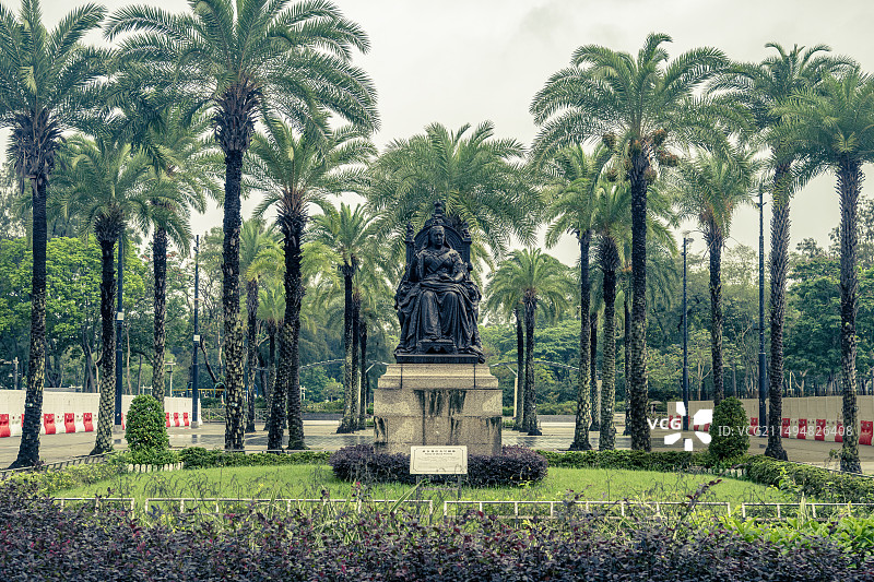 香港维多利亚公园女王铜像图片素材