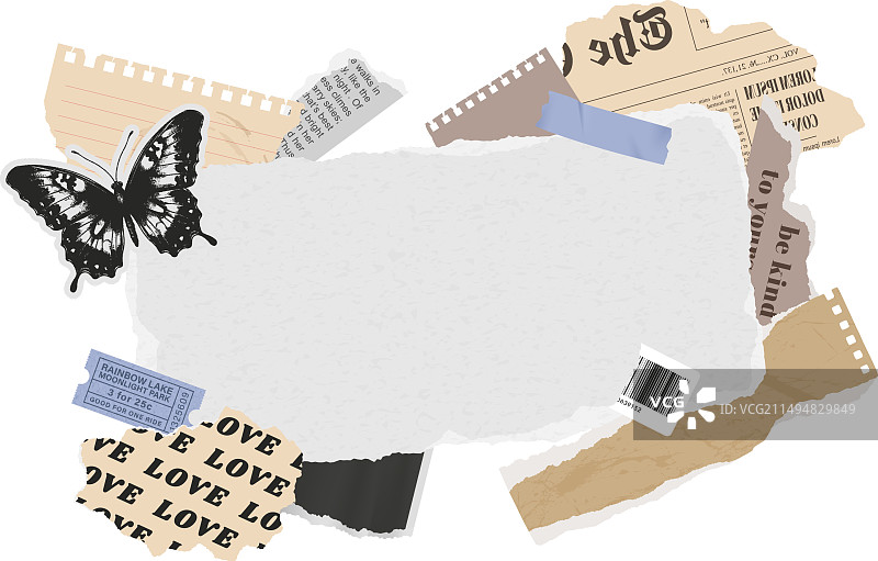 撕纸和旧图标拼贴banner图片素材