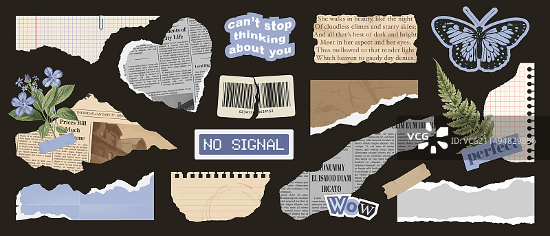 潮流拼贴撕纸集合图片素材