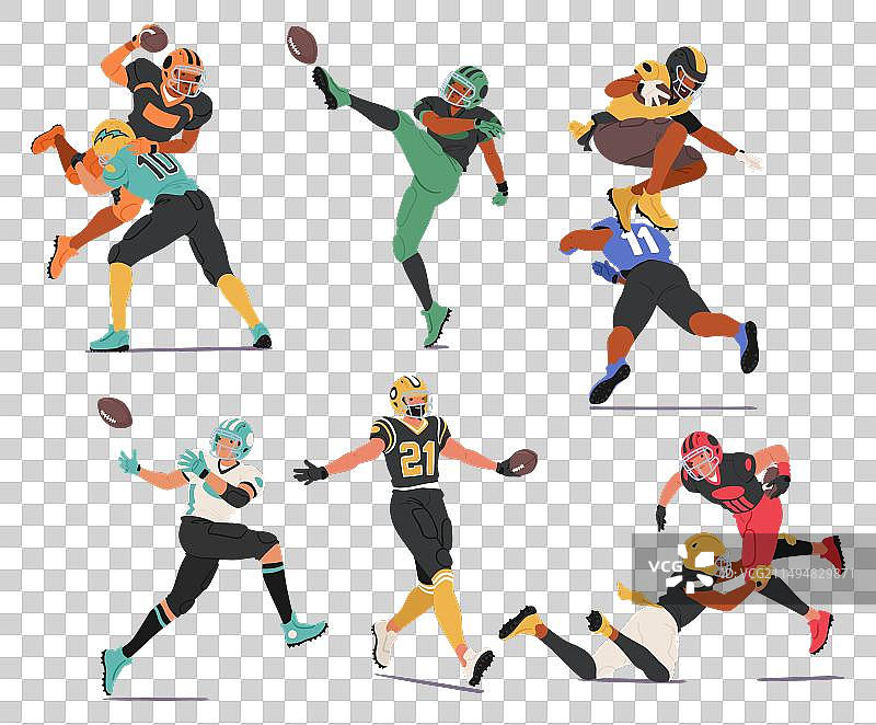 橄榄球运动员的铲球传球和跑动图片素材