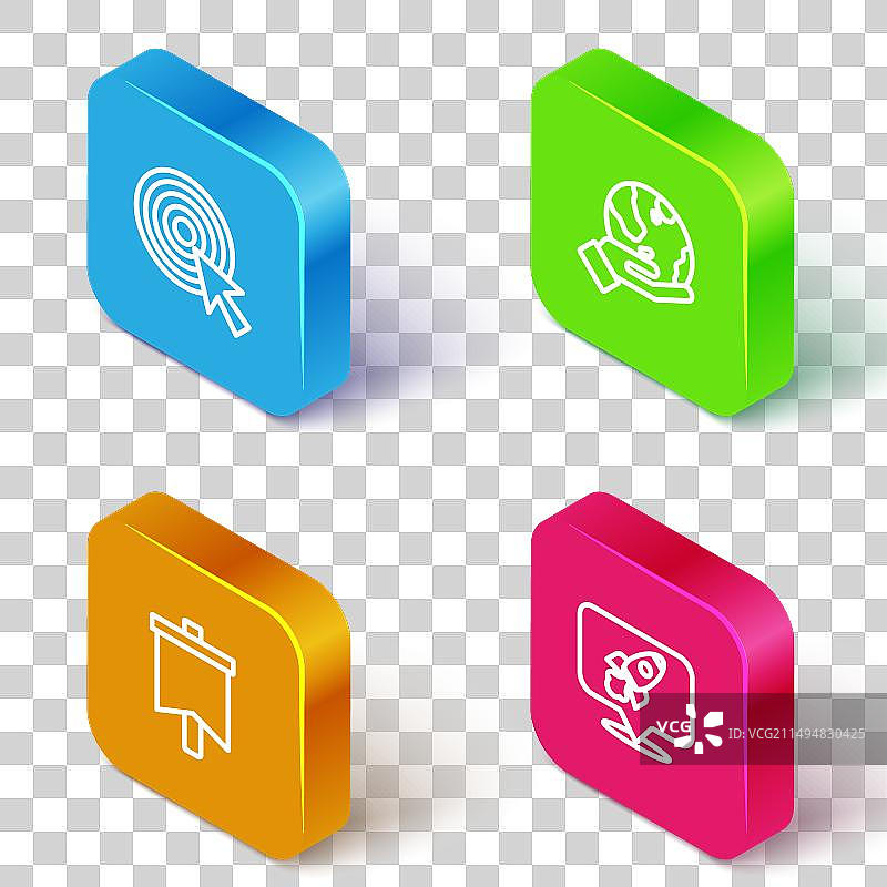 2.5D手持带箭头的目标等距线条设计图片素材