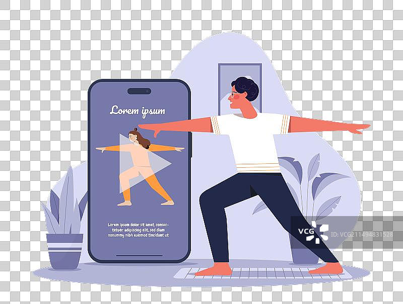 瑜伽手机应用概念设计图片素材