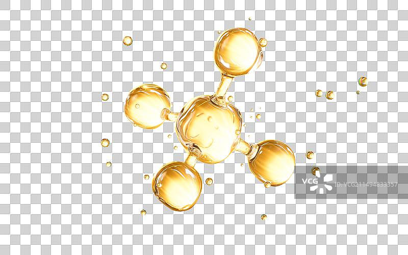 金色分子结构3D渲染图片素材