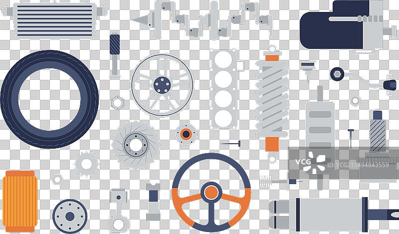汽车扁平备件机械零件图片素材