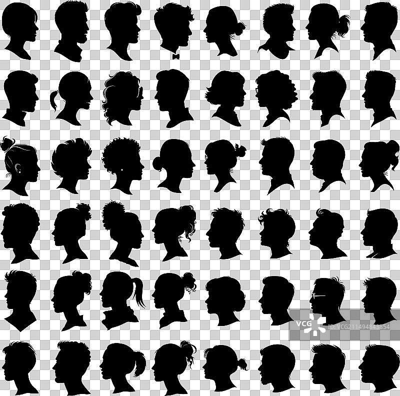 男女头像剪影图片素材