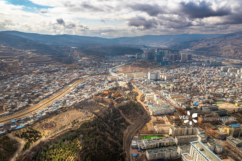 甘肃秦安凤山景区航拍图片素材
