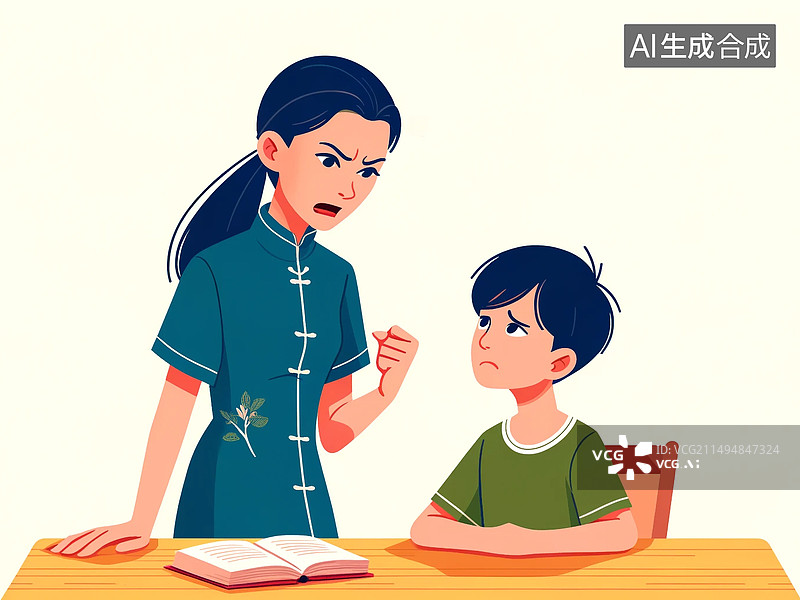 【AI数字艺术】家庭教育场景插画图片素材