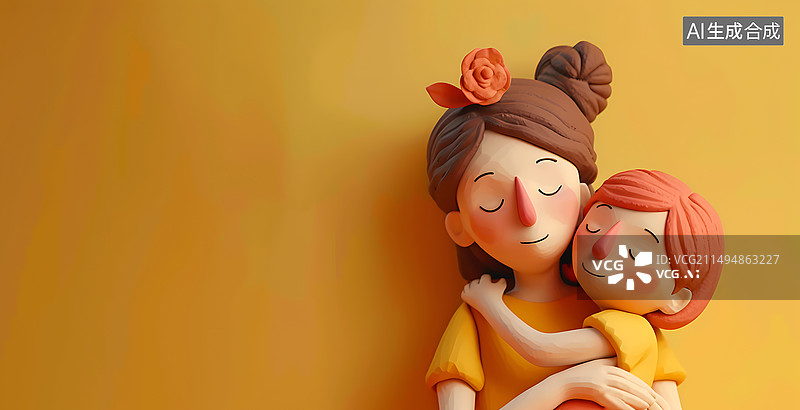 【AI数字艺术】妈妈和孩子拥抱三维图形图片素材