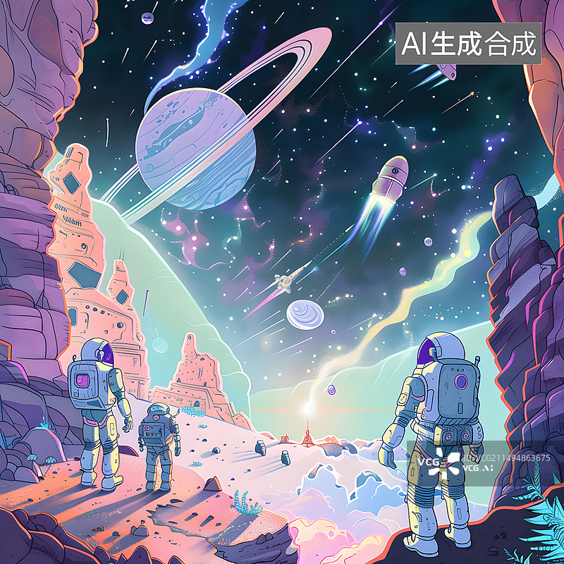 【AI数字艺术】宇航员在太空漫步图片素材