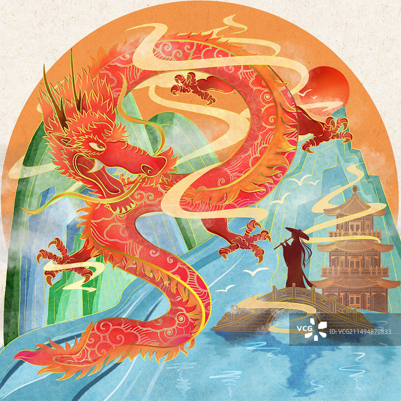 龙与吹笛人图片素材