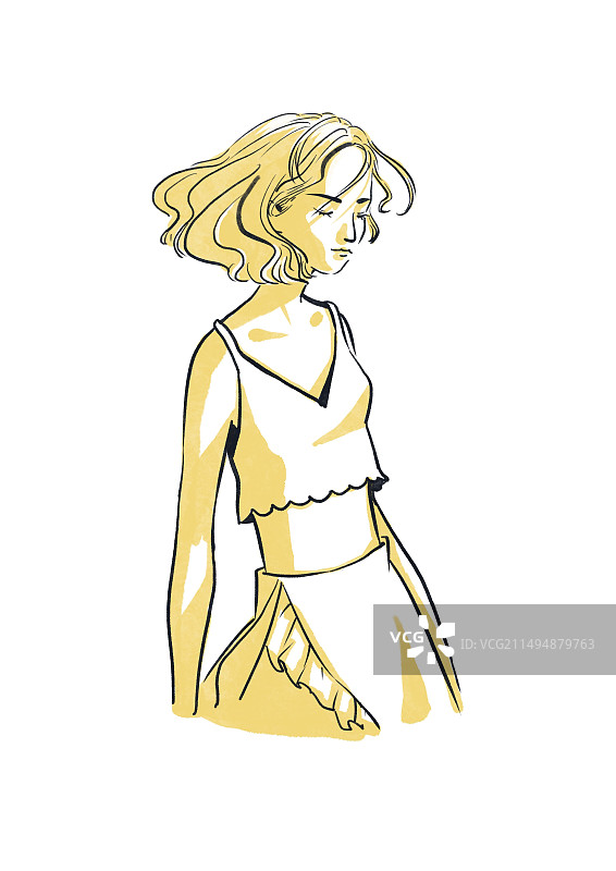 站在晨光中的少女图片素材