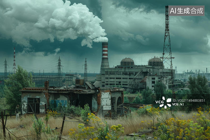 【AI数字艺术】核电站的废墟图片素材