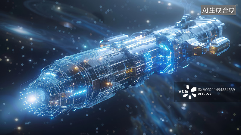【AI数字艺术】未来载人飞船宇宙探索科幻场景图片素材