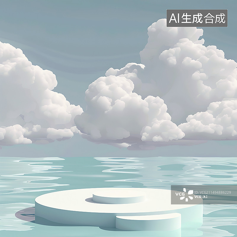 【AI数字艺术】在多云的天空中游泳的人的低角度视图图片素材