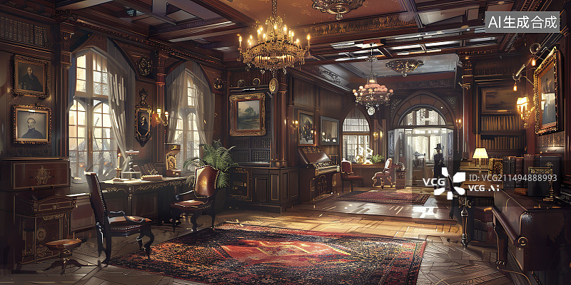 【AI数字艺术】室内装潢设计餐厅客厅书房样板房展厅会议室茶室图片素材