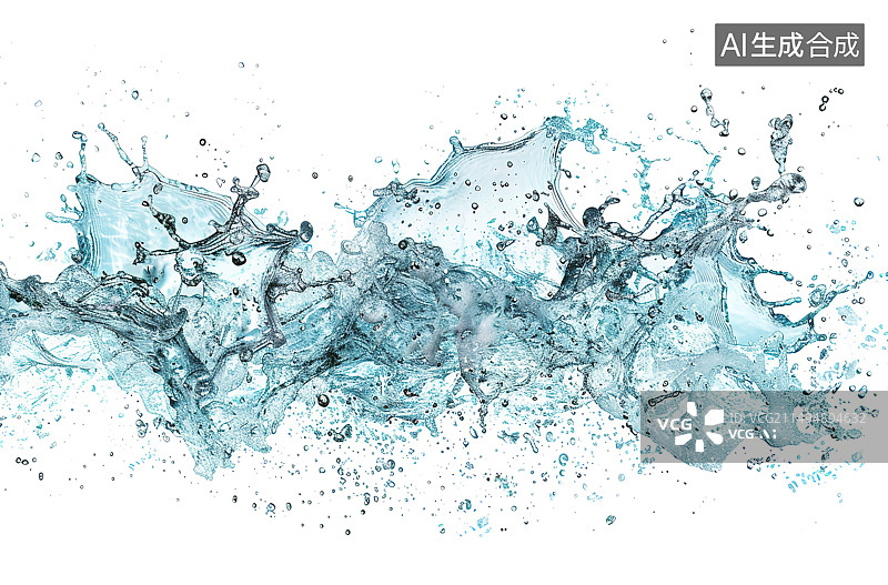 【AI数字艺术】白色背景下的水特写镜头图片素材