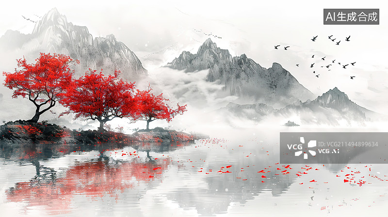 【AI数字艺术】晨雾中的芦苇图片素材