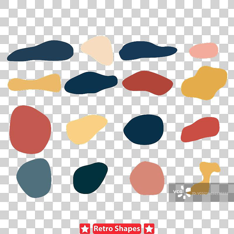 永恒的复古别致彩色斑点剪影图片素材