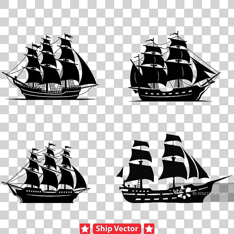 捕鲸遗产历史船只轮廓图片素材