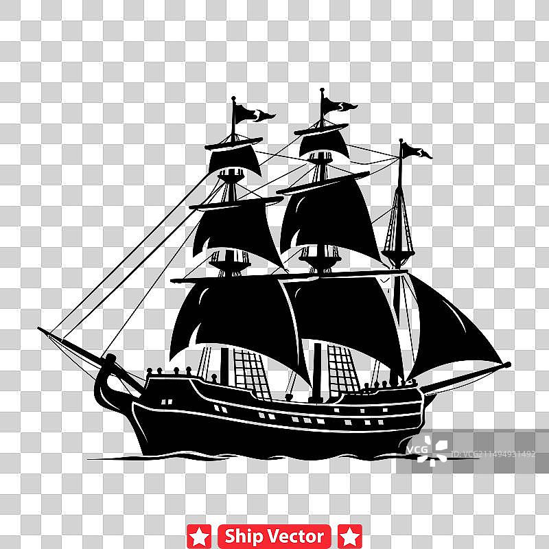 笼罩在神秘中的幽灵船剪影图片素材